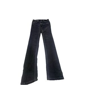 Women's Earl Straight Thick Stitch Button Pocket Skinny Blue Jeans Size 3 Preppy